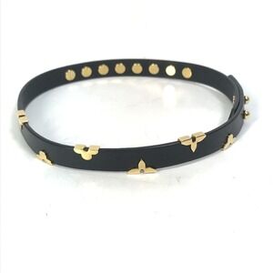 LOUIS VUITTON Black Monogram Leather Charm Bracelet